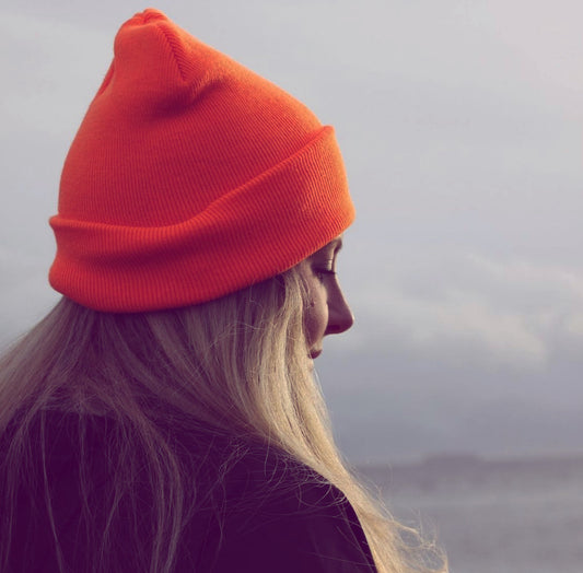 Neon orange minimalist toque