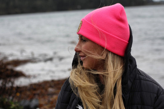 Neon pink Whiffin toque